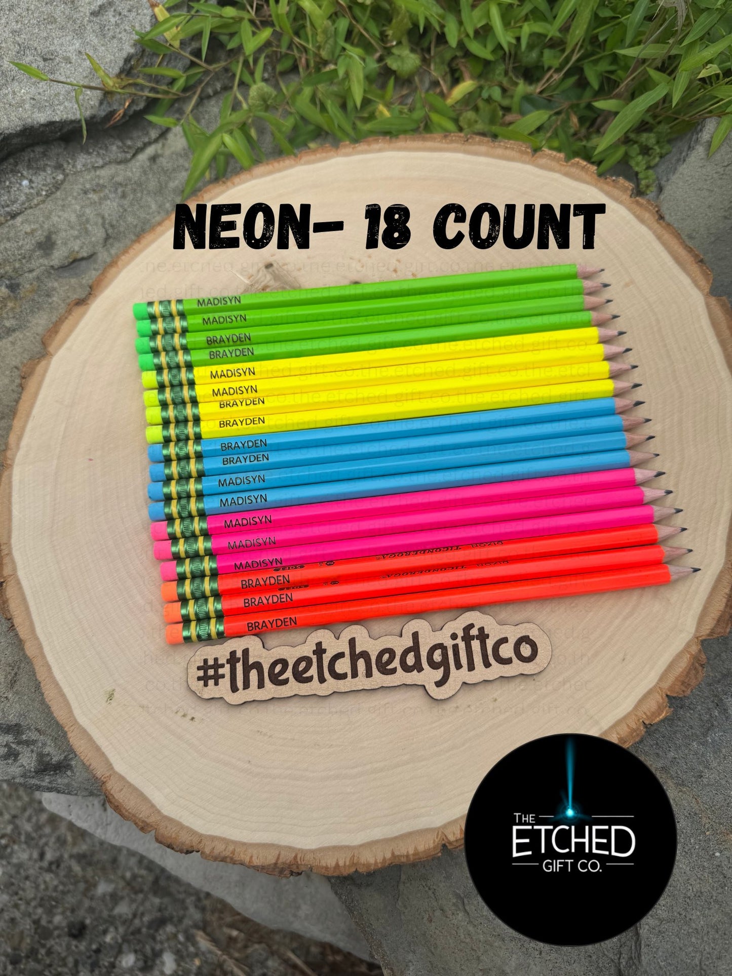 Neon Pencils 18 Count - Personalized