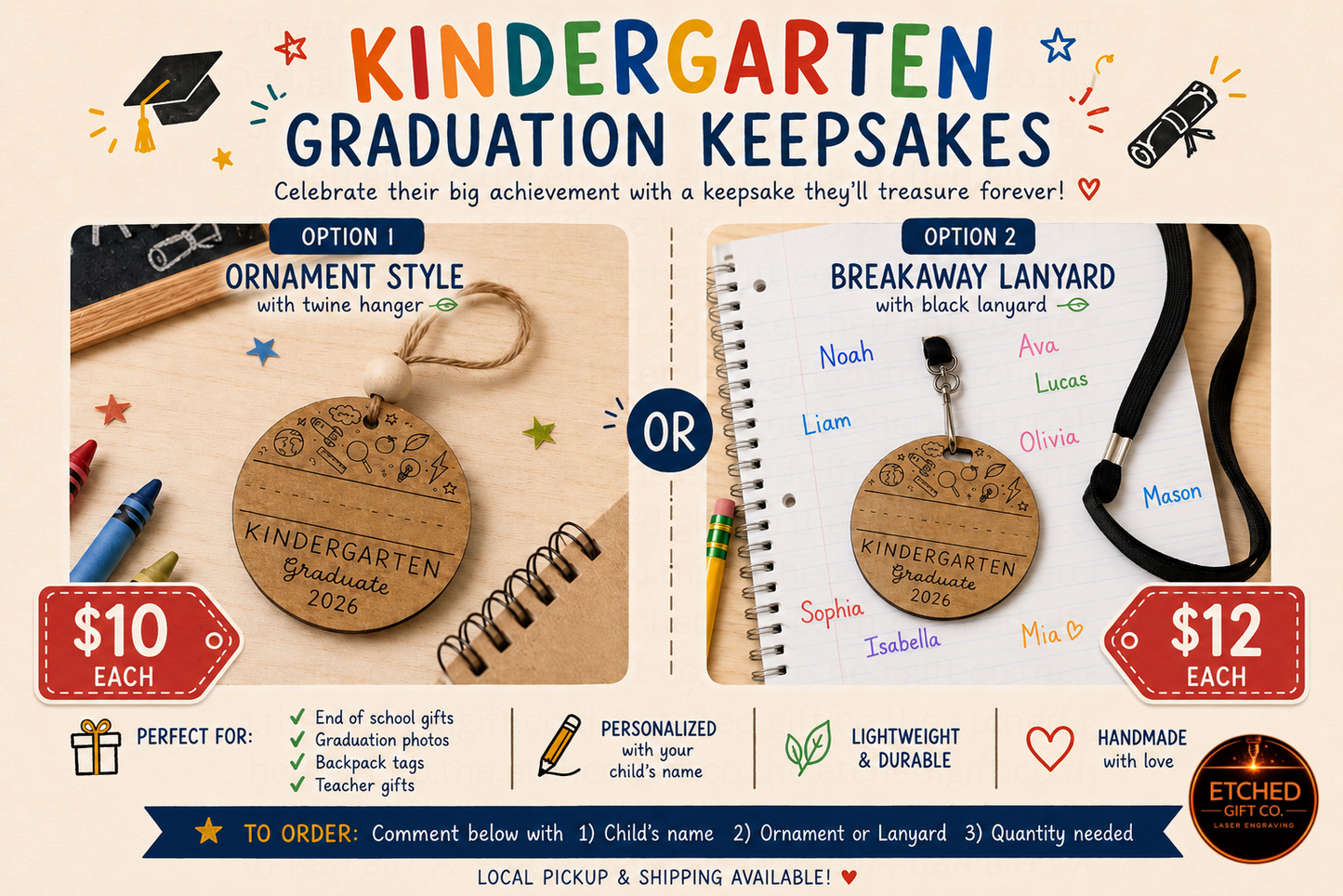 Kindergarten Graduation Keepsake – Ornament or Breakaway Lanyard