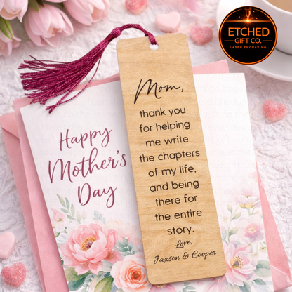 Mother’s Day Bookmark | Engraved Wooden Bookmark Gift