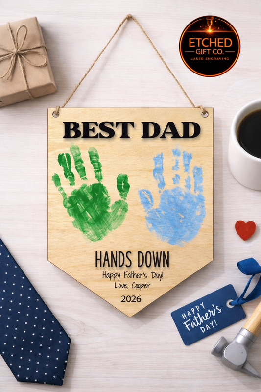 Father’s Day Handprint Sign | “Hands Down Best Dad” Gift