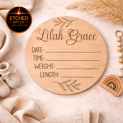 Baby Announcement Sign | Gender Neutral Newborn Birth Stats