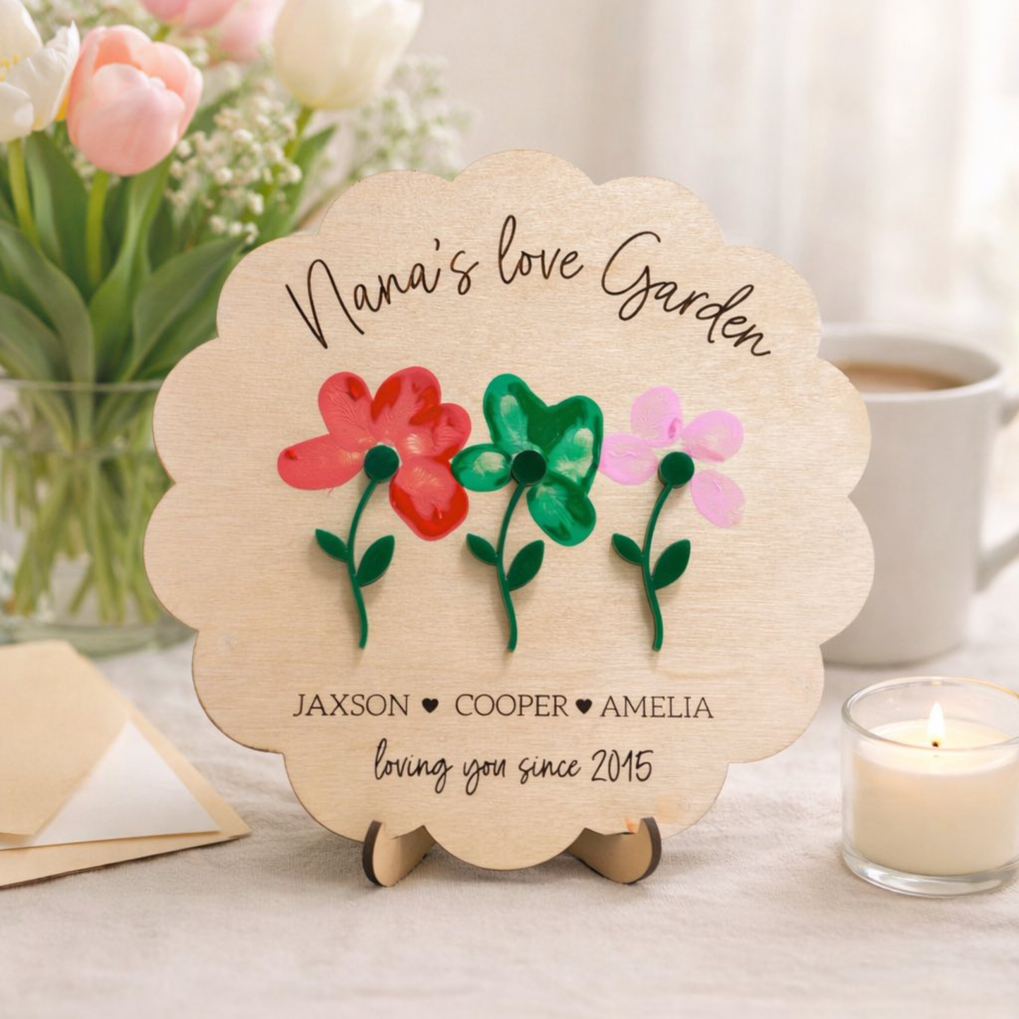 Garden Sign | Kids Handprint Flower Keepsake | Grandparents Flower Keepsake
